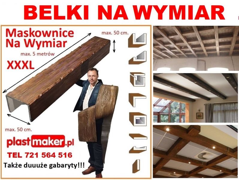 belki rustykalne sufitowe maskownice NA WYMIAR drewna fake wood  - zdjęcie 2