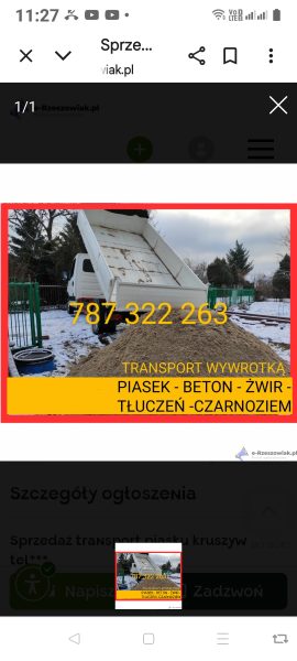 Sprzedaż transport piasek Budziwôj Tyczyn tel 787322263 - zdjęcie 1